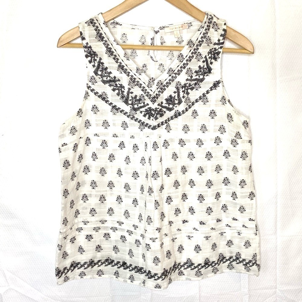 Skies Are Blue Tank‎ Top  Blouse Medium Embroidered Floral Cottagecore Fairy- M